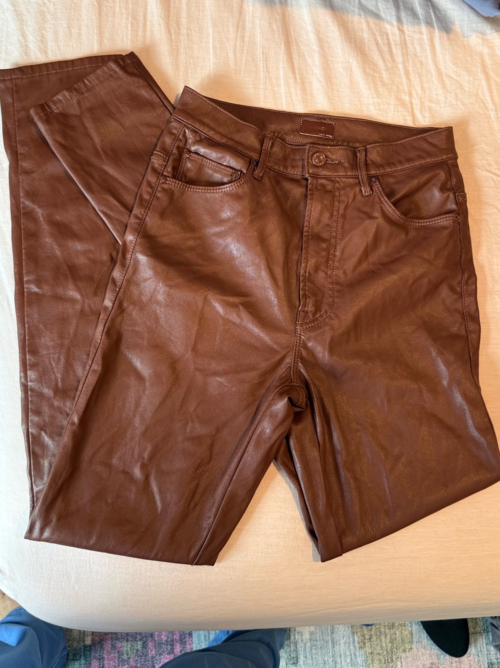 MOTHER High Waisted Rail Skimp Faux Leather Pants 26